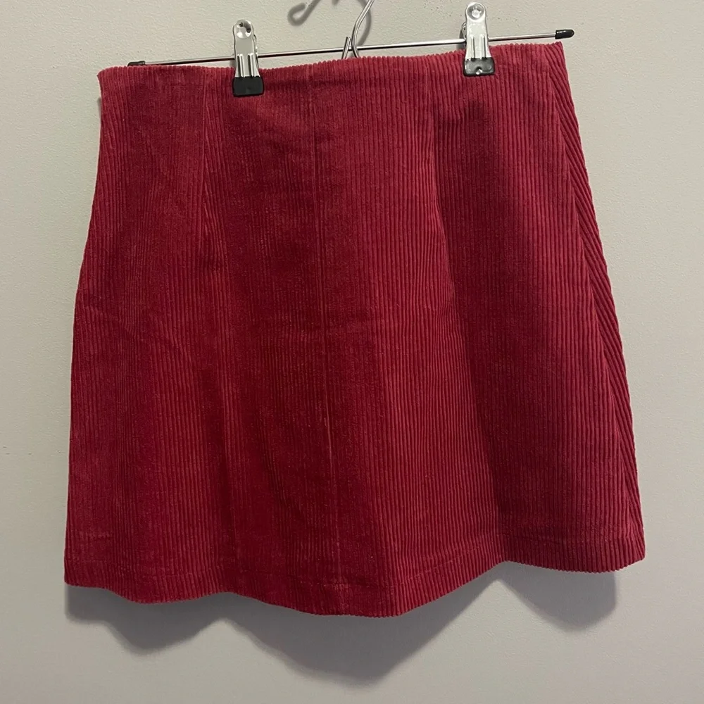 Burgundy Corduroy & Buttons Mini Skirt - Picture 4 of 9